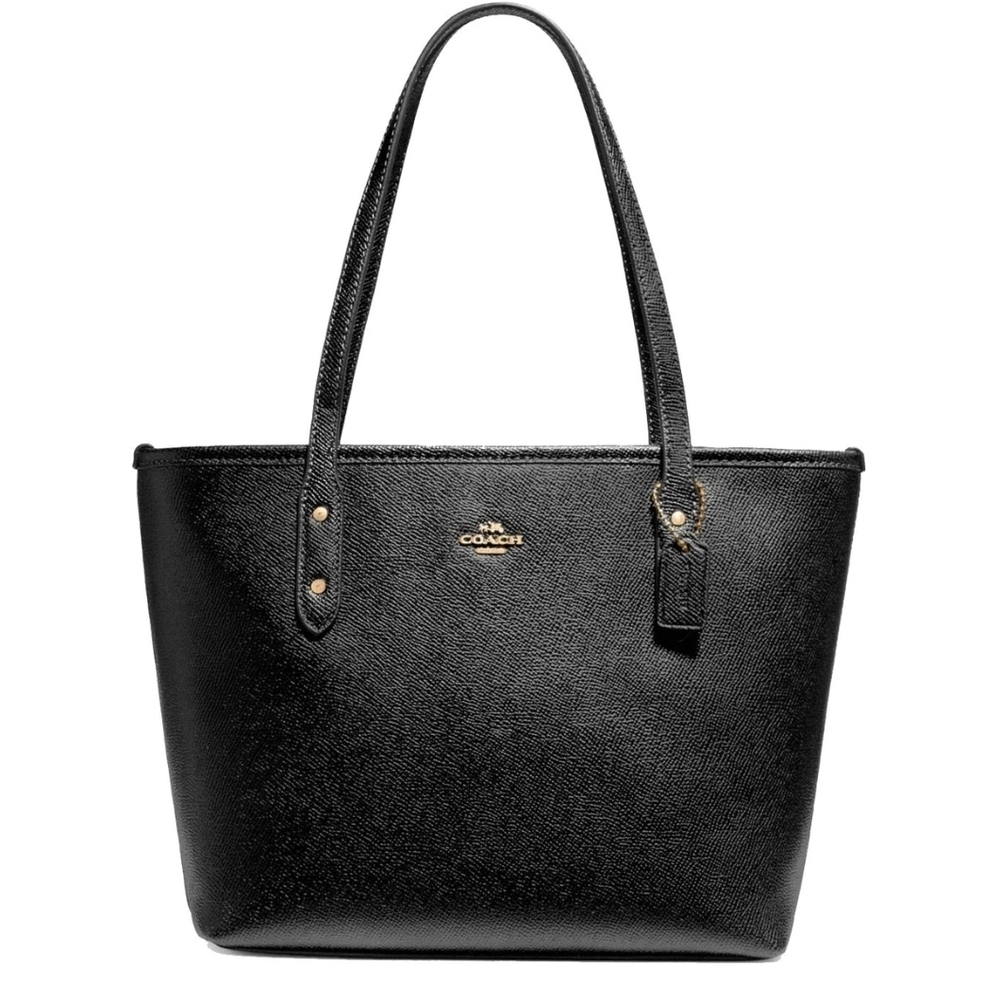 COACH Mini Leather City Zip Tote Purse - Black - NWOT